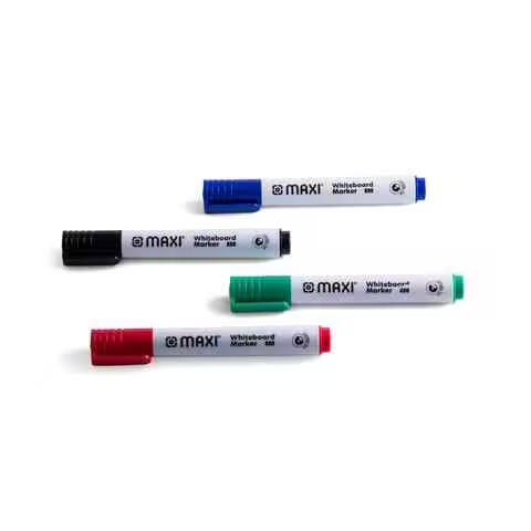 Maxi Chisel Tip White Board Marker Multicolour 4 With Magnetic Duster Blue