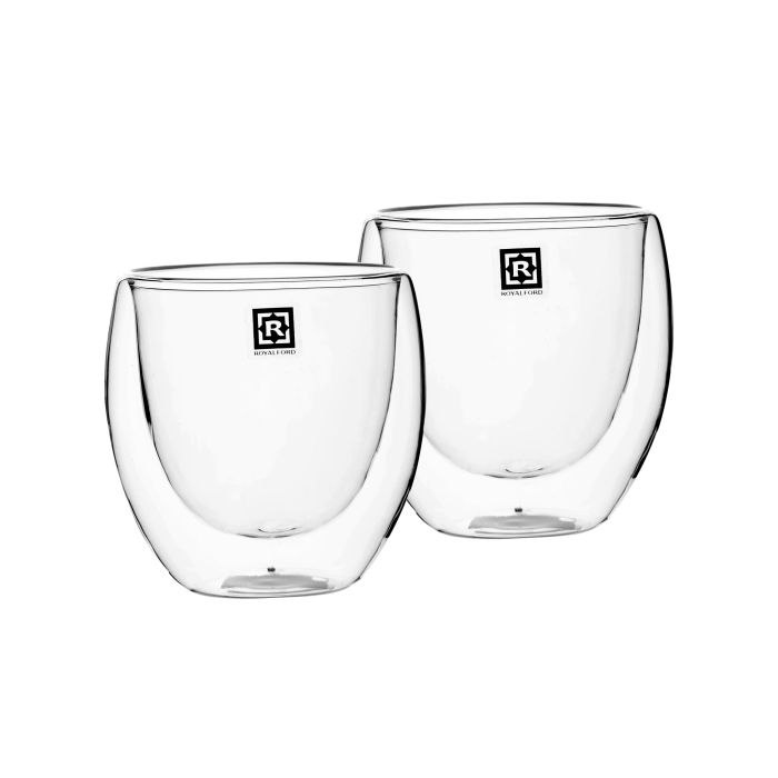 Double Wall Cup Set, 300ml Borosilicate Glass Cup, RF10526 | 2pcs Clear Glass Coffee Cups | Insulated Coffee Glass, Cappuccino Cups, Tea Cups, Latte Cups, Beverage Glasses