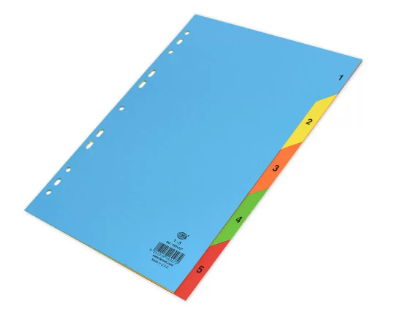 Pack of 25 Pieces Card Divider (1-5) English, Size A4 Blue