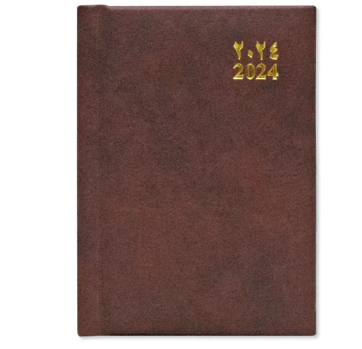 FIS 2024 Pocket Diary Arabic English Vinyl 1 Side Padded Week View Brown -FSDI12AE24BR