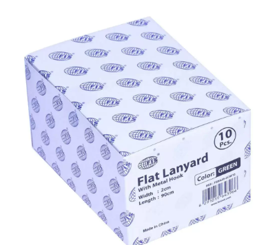 10-Piece FIS Flat Lanyard Green with Metal Hook 2X90cm - FSNA05-2CM/10