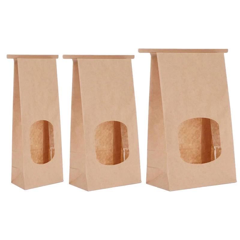 Tin-Tie Brown Bag With Window 500 Pieces Large Size