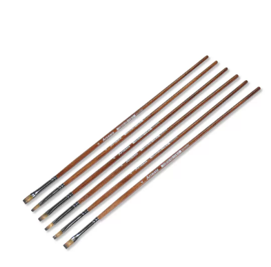 12-Piece Artmate Bright Flat Artist Brushes with Long Wooden Handle Size#4 - JIABSX101B-4