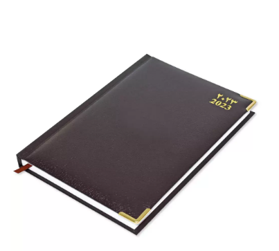 Fis 2023 A5 Diary,Gold Corenrs, (Arabic/English) Vinyl 1Side Padded Chocolate -FSDI22AE23CH