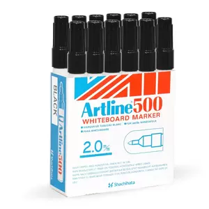 Artline 509 Whiteboard Markers 2.0-5.0mm, Pack of 12 Pcs, Green Color, Acrylic Fibre Tip, Chisel Style - ARMK509GR