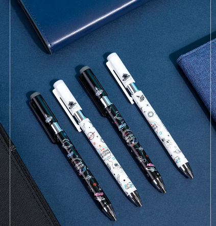 12Pcs/Box Deli A611 Aerospace Press Neutral Pen 0.38mm Gel Pens Full Needle Tube Black Ink Supplies School Office Stationery