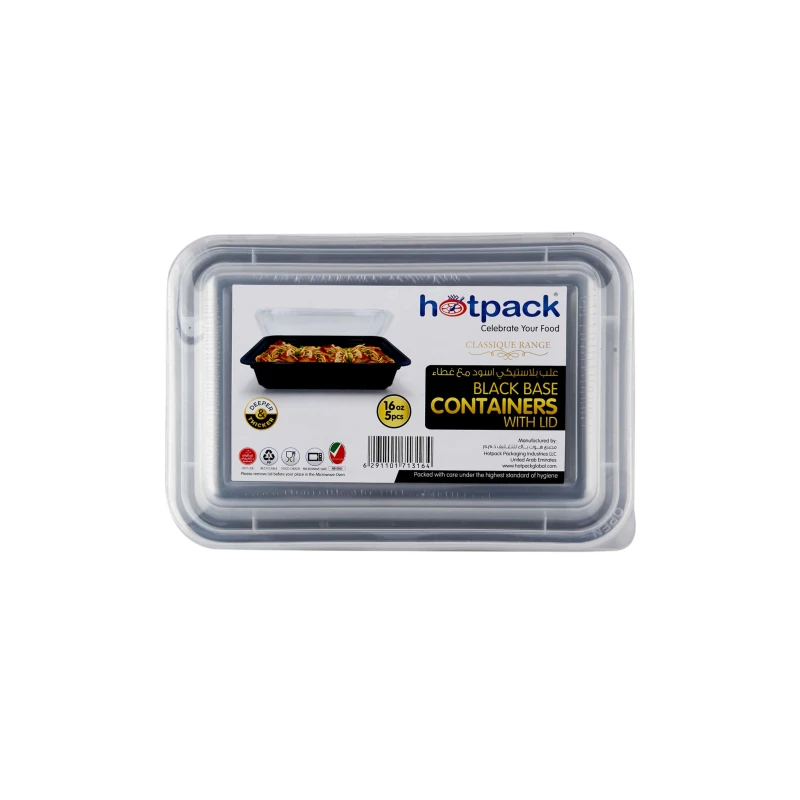 Black Base Rectangular Container With lid 5 Pieces
