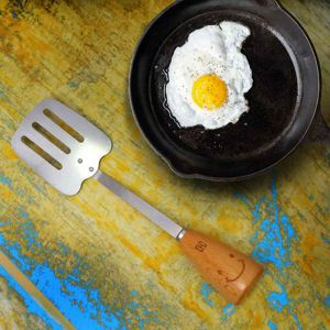 Royalford Royal Slotted Turner - Stainless Steel, Melamine - Silver - 35 CM