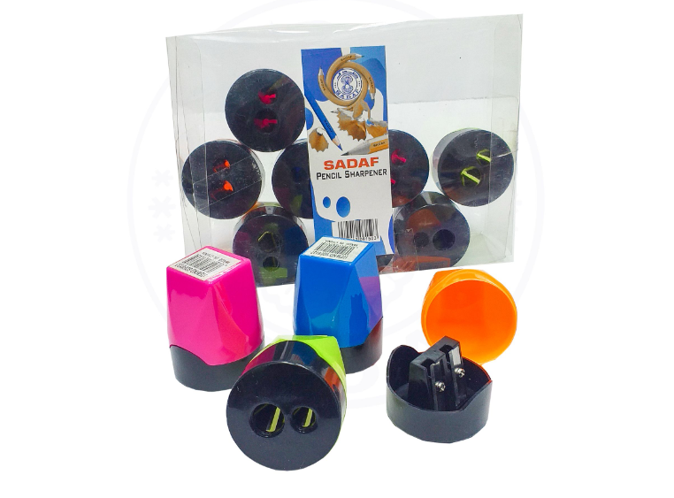 PENCIL SHARPENER PVC 2HOLE SADAF 12PCS/BOX (UNIT:PC) PD-104