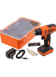 Black & Decker Cordless Drill Driver 12V with 13pcs Bits in Kit box For Drilling and Fastening - LD12SP-B5