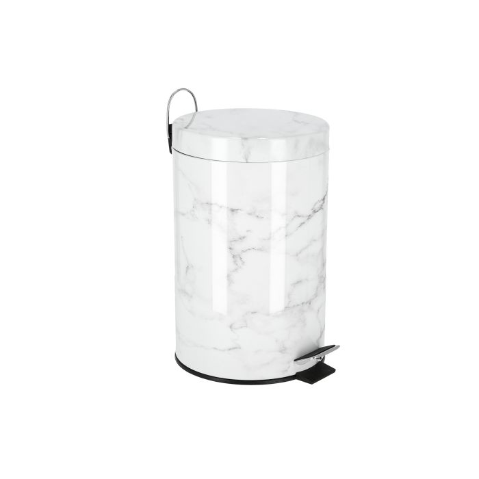 Royalford RF9583 12L Marble Design Dust Bin - Portable Light Weight Household Round Rubbish Bin With Ergonomic Design & Compact Lid | Comfortable Handle| Perfect For Bathroom, Kitchen, Office & More