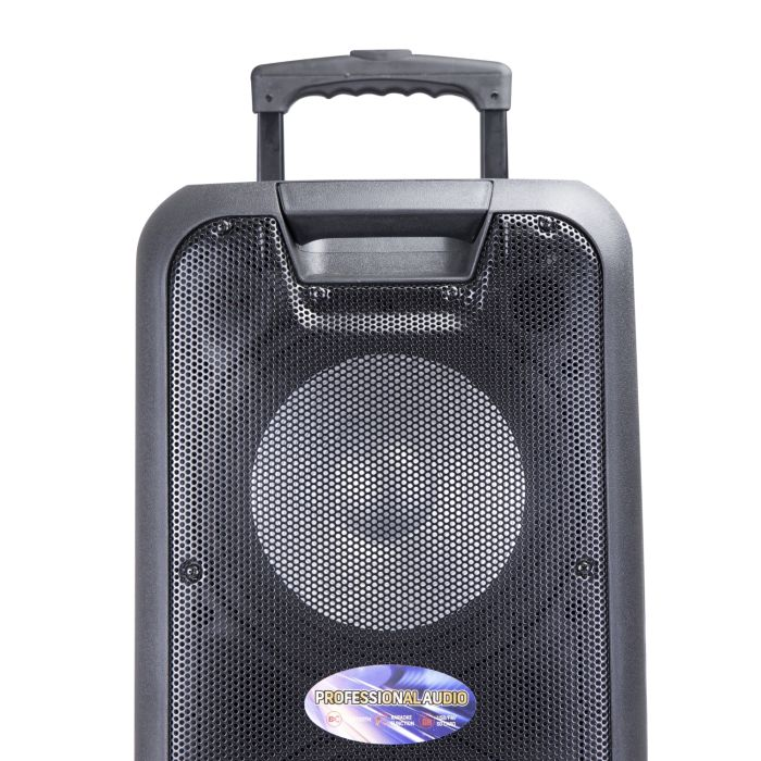 Geepas 10-Inch Trolley Rechargeable Speaker 50000 PMPO- Wireless Microphones, Battery Powered Rechargeable |Portable Dual Woofer With Tweeter With Trolley Handle | 2 Years Warranty