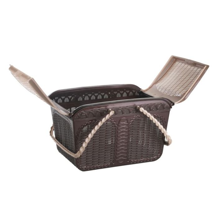 Royalford Small Plastic Picnic Basket- RF11349| Multi-Purpose Utility Basket With Handles And Lid| Break-Resistant, Light-Weight, Durable, Portable And Stylish Construction| Large Space Perfect For St