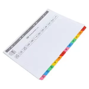 Pack of 25 Pieces A4 Mylar Divider (1-12) English White