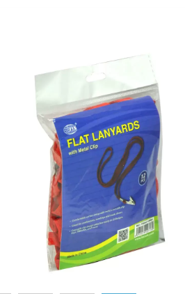 12-Piece FIS Name Badge Lanyard with Metal Clip, Red Color, Flat Shap - FSNALY12RE
