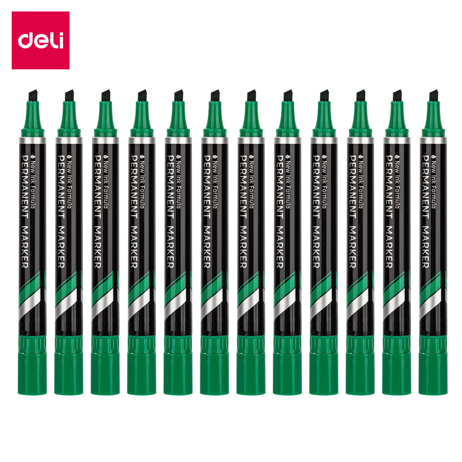 Deli Think Permanent Marker, EU10150, Chisel Tip, 1.5MM, Green, 12 Pcs/Pack
