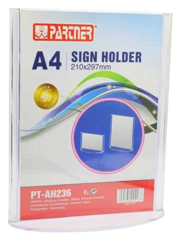 Partner A4 Sign Holder Clear