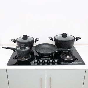 Royalford Chef Art Cookware Set 7 Piece - Aluminium - Black