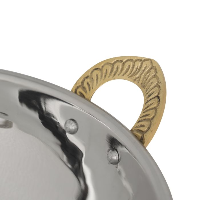 Cooper Steel Serving Kadai, RF10396 | Copper Stainless Steel Hammered Kadai | Indian Serving Bowl | Indian Dishes Serve Ware For Vegetable And Curries