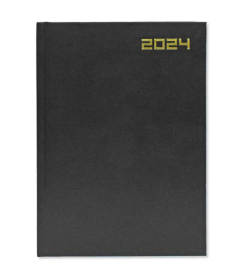 Fis 2024 A5 Diary,Vinyl, English Hard Cover Black -FSDI21E24BK