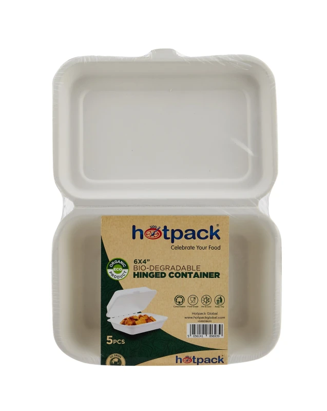 Bio-Degradable Hinged Container 5 Pieces