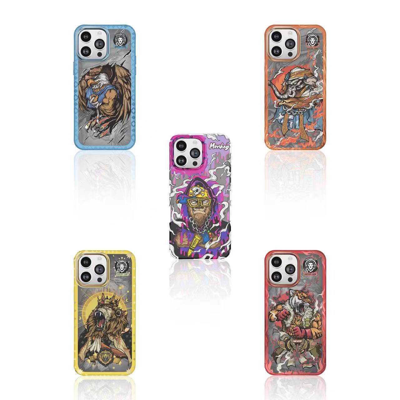 Green Lion Magnetic Warrior Case for iPhone 14 Pro Max ( 6.7" ) - Assorted colour
