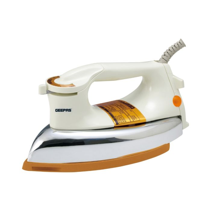 Geepas 1200W Heavy Weight Dry Iron 2.5 Kg - Automatic Dry Iron, Electric Iron Teflon Plated Sole Plate, Durable Heavy Weight Iron Box| Auto Shut Off, Temperature Setting Dial, Overheat Protection