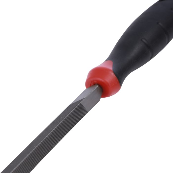 Geepas 8" Inch Triangle File - Cut Mill File With High-Quality Steel, Ergonomic Grip, Rubber Handle, Finder Hand File For Deburring And Removing Material Ideal For Wood, Metal, Plastic