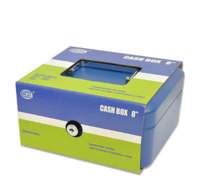 FIS Cash Box Steel Blue Color With key lock, 200 x 160 x 90 mm, 8 Inch Lock Size - FSCPTS0032BL