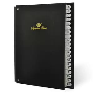 FIS Signature Book, Vinyl Material Cover, 20 Sheets (A-Z), Black Color, 240 x 340 mm - FSCLA-Z