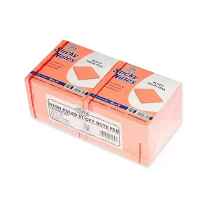 FIS Sticky Note Pad, 3X3 inches, Pack of 12, Ruled Neon Pink -FSPO3X3RNPI