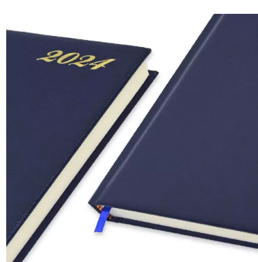 FIS Bonded Leather Diary 2024 (English) Blue, A4 - FSDI40EBI24BL