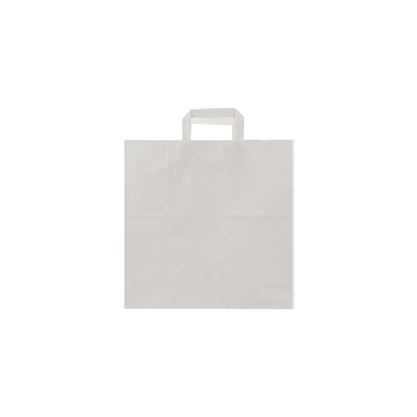 White Flat Handle Paper Bag 34x18x33.5 Cm 25Pieces