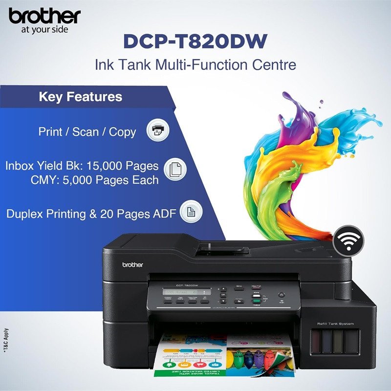 Brother All-in-one wireless color A4 ink tank printer – DCP-T820DW