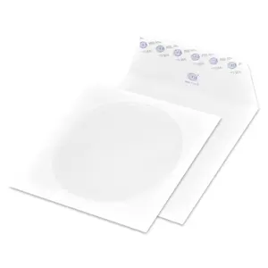 FIS Pack of 25 White Envelopes, 100 GSM, Peel & Seal With Window, Size 125 X 125mm