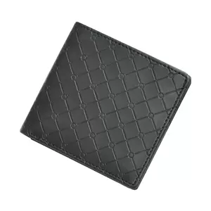 FIS Italian PU Bifold Design Wallets Polyurethane For Men, ID Card Window, 6 Card Slots, 2 Sideways Pockets, Divided Bill Compartments, Black Colour, Closed Size 100 x 105 mm - FSPQBKD2