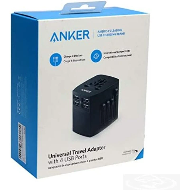 Anker Universal Travel Adapter with 4 USB Ports B2B - UN Excluded CN, Europe Black Iteration 1