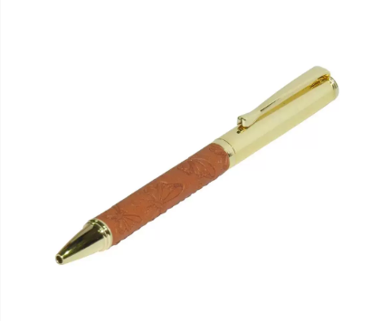 FIS Gold Pens with Embossed Italian PU Wrapper and Gift Box, Brown Colour - FSPNGPUBRD6