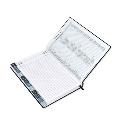 FIS 2024 Agenda Diary Arabic/English Right Side Opening with 12 Months Index, PVC Hard Cover Black - FSDI63AER24BK