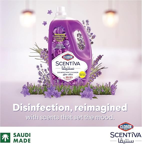 Clorox Scentiva Disinfectant Floor Cleaner 3L, Tuscan Lavender, Kills 99.9% of Viruses and Bacteria, Bleach Free