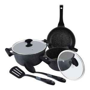 Prestige Essentials 7 pc Cookware set Granite Non Stick - Granite - Black - 04 L