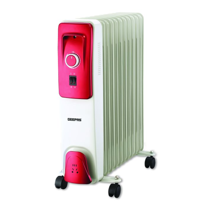 Geepas GRH9103 2000W 11 Fins Oil Filled Radiator Heater With Fan - 3 Speed Adjustable Thermostat With Power Indicator & Over Heat Protection | Ideal For Home, Caravan Or Office | 2 Years Warranty
