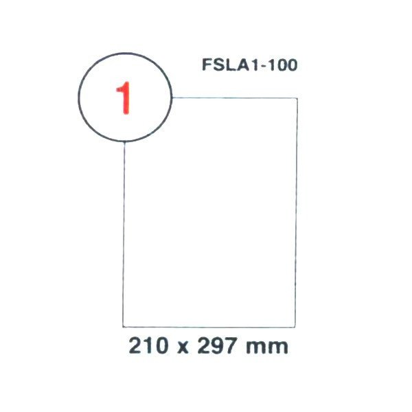 FIS Multipurpose Laser Labels, Colour White, Size 210X297MM, (1 Sticker x 100 Sheet) A4 Size, E.U. Origin Material - FSLA1-100