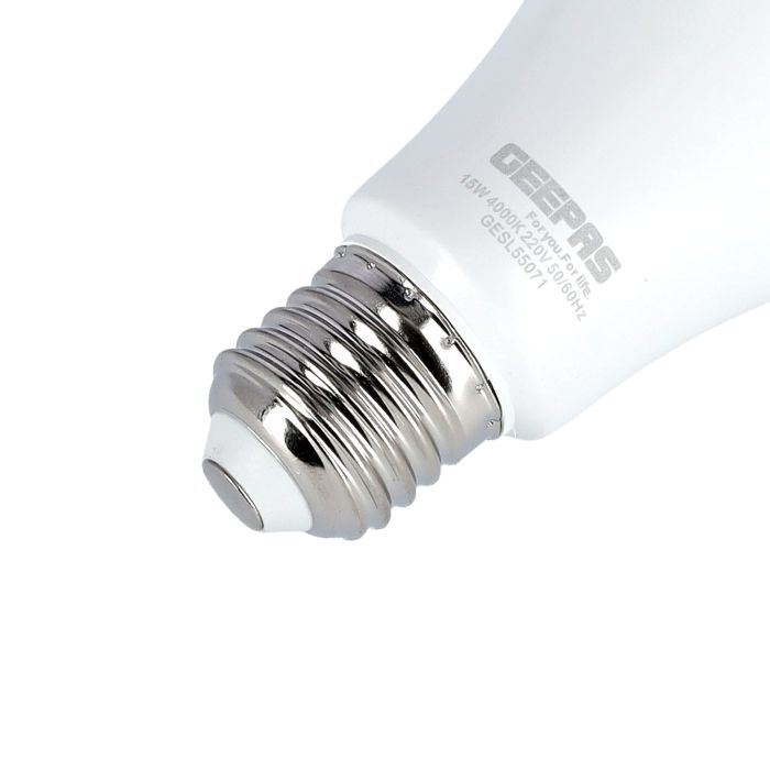 Geepas GESL55071 Energy Saving Led Bulb 15W - Portable E27 Socket, 1275Lm Brightness With 4000K | Ideal For Home Office Garage | 2 Years Warranty