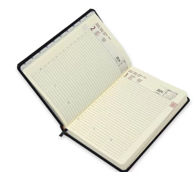 FIS 2024 International Golden A5 7-Languages Bonded Leather Diary Black - FSDI136-7BG24BK