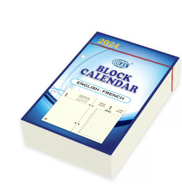 FIS 2024 Block Calendar, English & French, 1 Day Per Sheet , 70 GSM Ivory Paper - FSBCIVEF24
