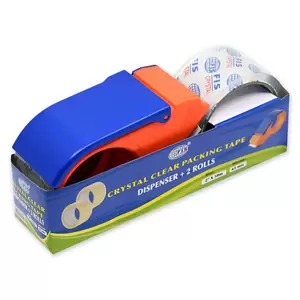FIS Bopp Packing Tape 45 Micron, 2 InchesX50 Meters, 2Rolls And Blue Dispneser FSTA2X50M