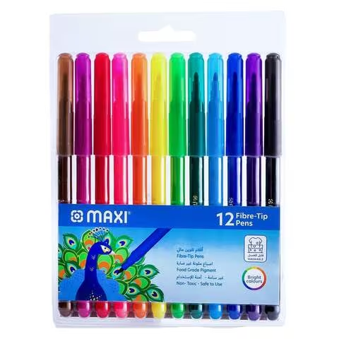 Maxi 12 Classic Hexagonal Pencils With 12 Triangular Colour Pencils, 110 GSM Drawing Book A4 20 Sheets And 12 Fibre-Tip Pens
