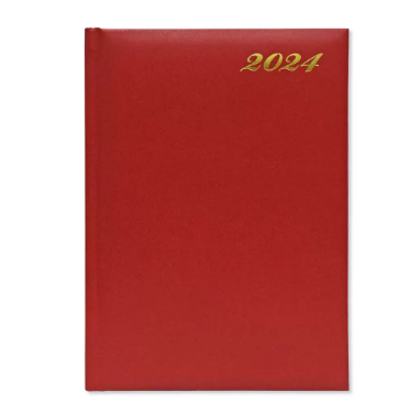 FIS 2024 International Diary A5 7-Languages Vinyl 1-Side Padded Red - FSDI136-7V24RE