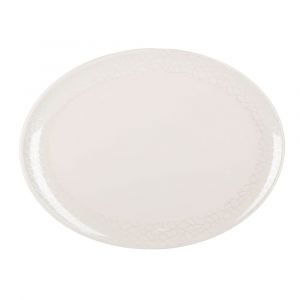 Royalford Melamine Oval Plate - Melamine - White - 14 INCH